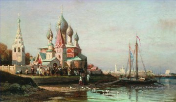 Paysage œuvres - procession de Pâques dans yaroslavl 1863 Alexey Bogolyubov scènes de ville de paysage urbain